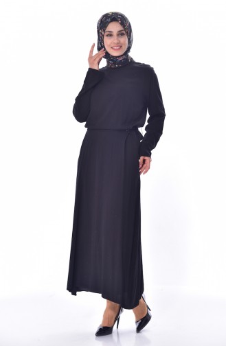 فستان بتصميم رباط على جانب 5181-01 لون اسود 5181-01