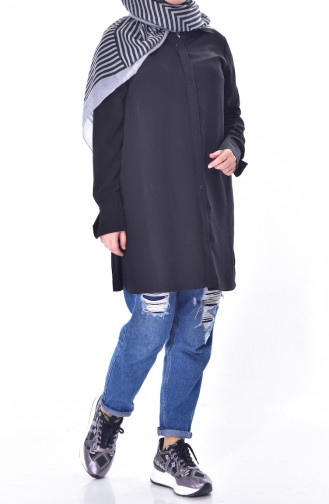 Gizli Düğmeli Tunik 153966-02 Siyah