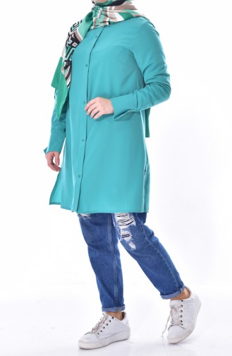 Gizli Düğmeli Tunik 153966-01 Yeşil