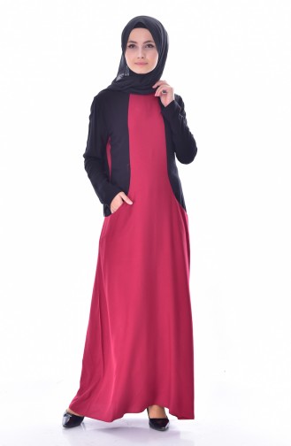 Robe Garnie avec Poches 4470-05 Bordeaux 4470-05