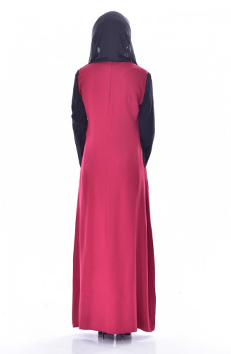 Patchwork Kleid mit Tasche 4470-05 Weinrot 4470-05