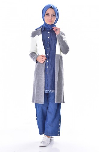 Lange Jacke 4706-02 Gra Naturfarbe 4706-02