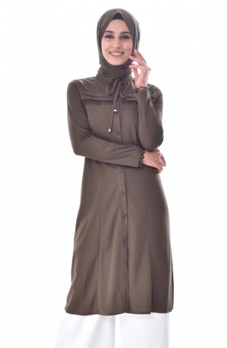 Spitzen Tunika mit Knöpfen 2001-09 Khaki 2001-09