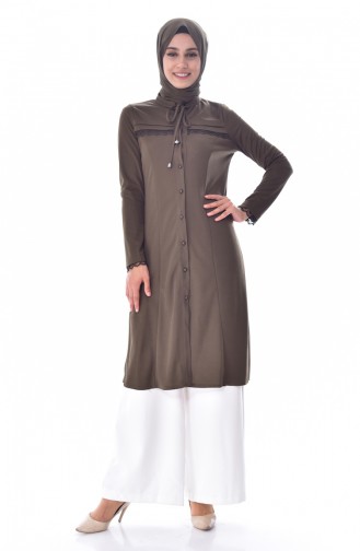 Spitzen Tunika mit Knöpfen 2001-09 Khaki 2001-09