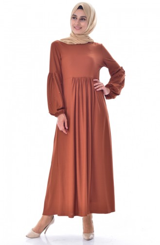 Brick Red Hijab Dress 0274-04