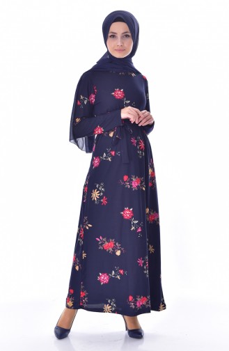Navy Blue Hijab Dress 3821-05
