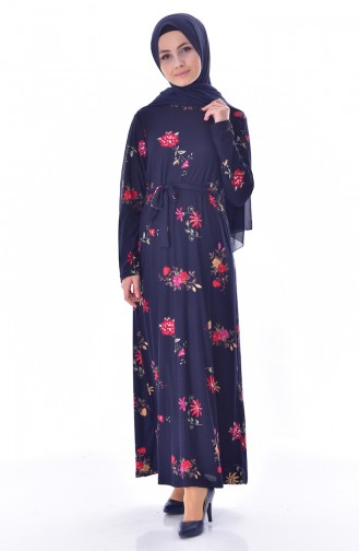 Navy Blue Hijab Dress 3821-05