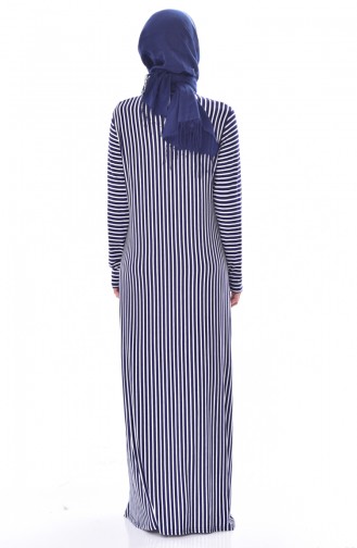 Navy Blue Hijab Dress 7126-01