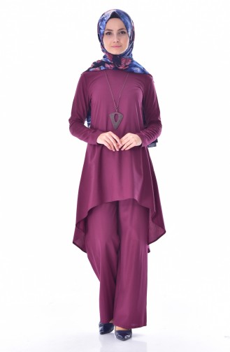 Tunik Pantolon İkili Takım 2972-03 Mürdüm