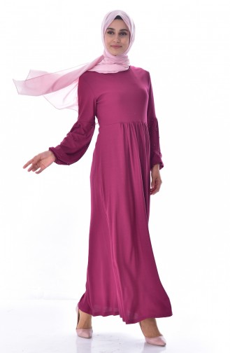 Robe Manches Perlées 0274-06 Plum 0274-06