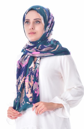 AKEL Wavy Patterned Cotton Shawl 001-350-20 Oil 001-350-20