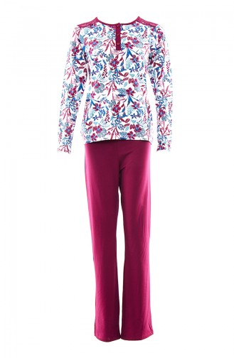 Women´s Long Sleeve Pajamas Suit MAN9468-01 Cherry 9468