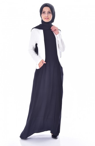 Schwarz Hijab Kleider 4470-03