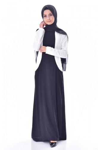 Schwarz Hijab Kleider 4470-03