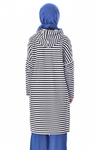 Stripe Hooded Sport Tunic 4850-01 Black White 4850-01