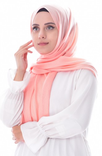 شال سادة بتصميم لامع 901330-13 لون وردي فاتح 13