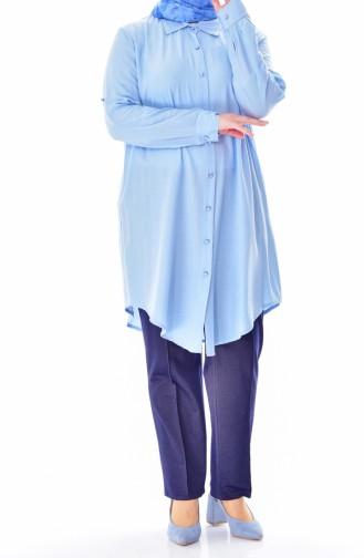 Large Size Buttoned Tunic 2000-04 Baby Blue 2000-04