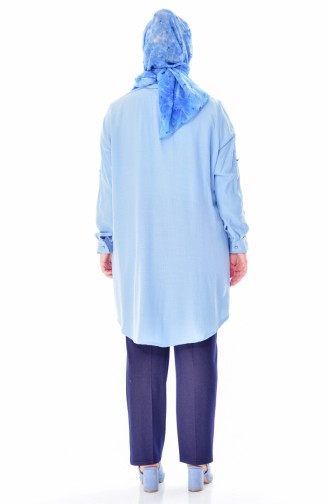 Large Size Buttoned Tunic 2000-04 Baby Blue 2000-04