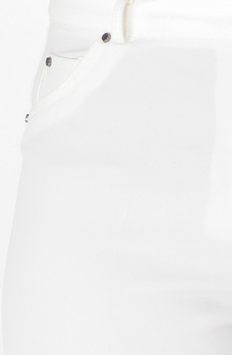 Cepli Düz Paça Pantolon 0004-01 Beyaz