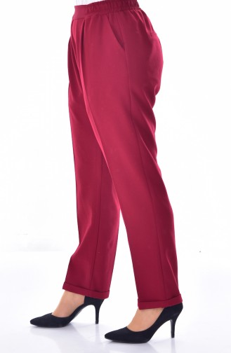 Pantalon Taille élastique Grande Taille 3115-03 Bordeaux 3115-03