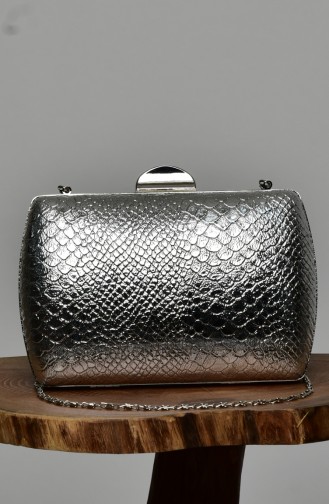 Sac de Soirée Kroko Pour Femme 0276-03 Argent 0276-03