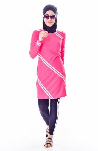 Maillot de Bain a Rayure 1007-05 Fushia 1007-05