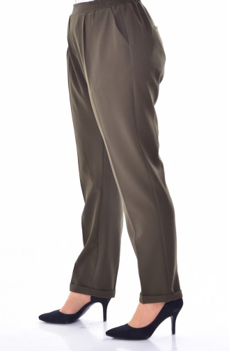 Pantalon Taille élastique Grande Taille 3115-01 Khaki 3115-01