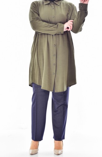 Large Size Buttoned Tunic 2000-01 Khaki 2000-01