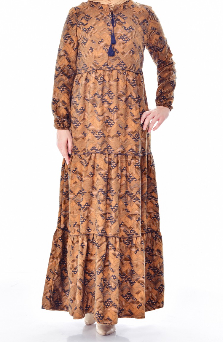 Mustard Hijab Dress 005704 Sefamerve