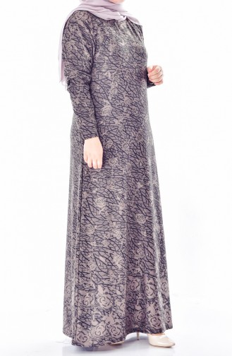 Dark Mink Hijab Dress 4889A-04
