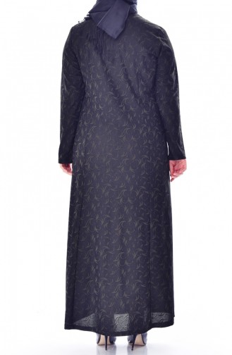 فستان بتصميم مُطبع وبمقاسات كبيرة 4885-01 لون اخضر كاكي 4885-01