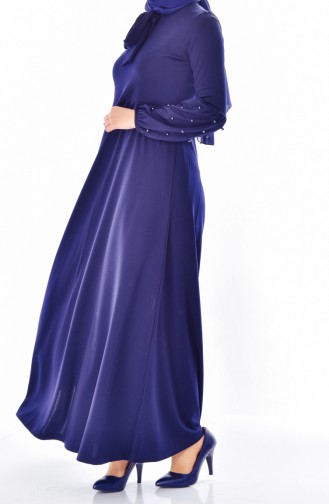 Navy Blue Hijab Dress 4110-04
