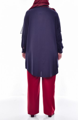 Large Size Buttoned Tunic 2000-05 Navy Blue 2000-05