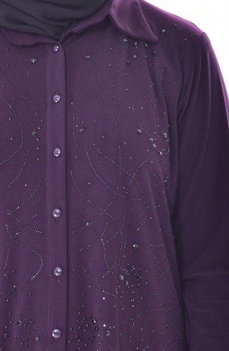 Large Size Stone Printed Shirt 3608-03 Purple 3608-03