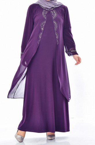 Robe Imprimée de Pierre Grande Taille 1045-01 Pourpre 1045-01