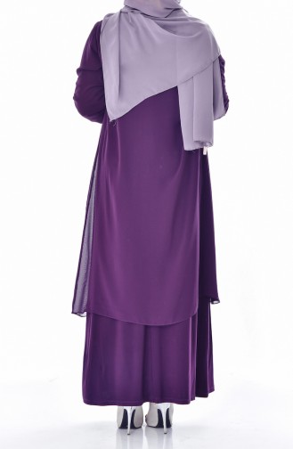 Large Size Stone Printed Dress 1045-01 Purple 1045-01
