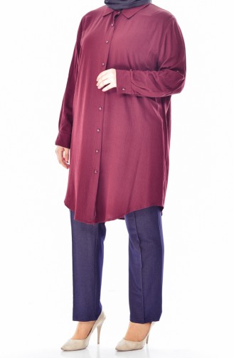 Large Size Buttoned Tunic 2000-03 Plum 2000-03