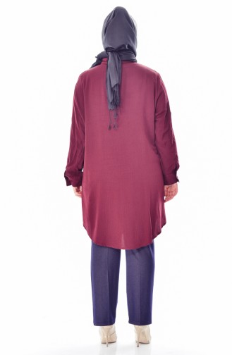 Large Size Buttoned Tunic 2000-03 Plum 2000-03