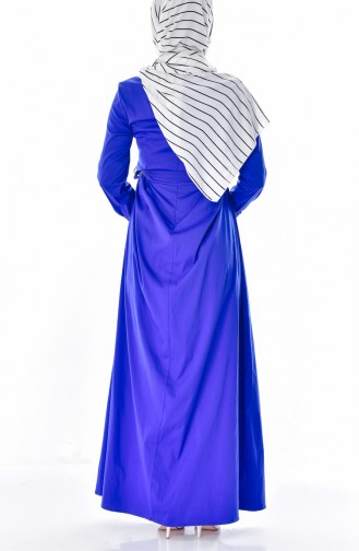 فستان بتصميم حزام خصر60002-04 لون أزرق 60002-04