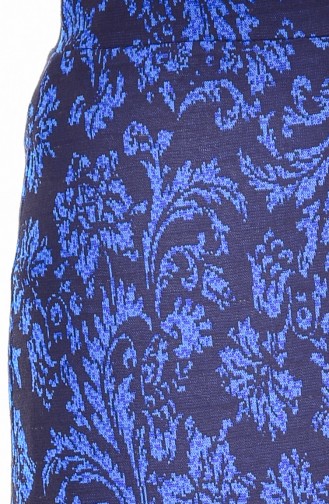 Jupe Crayon a Motifs 30995-02 Noir Bleu Roi 30995-02