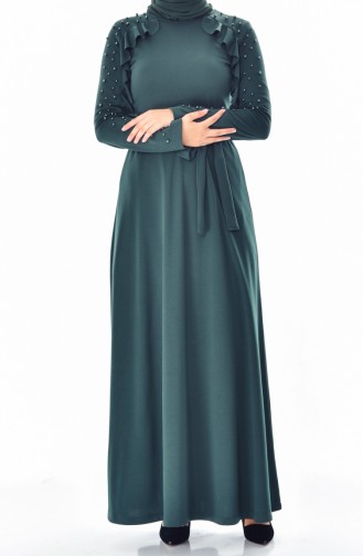 Emerald Green Hijab Dress 4111-02