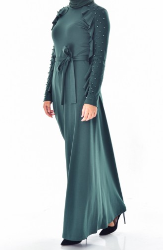 Perlen Kleid mit Volants 4111-02 Smaragdgrün 4111-02