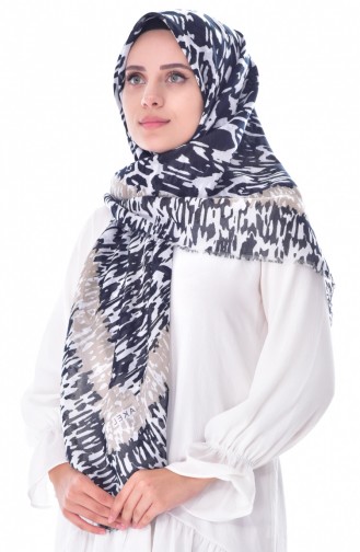 AKEL Pamuklu Şal Eşarp 001-387-02 Siyah Bej 001-387-02