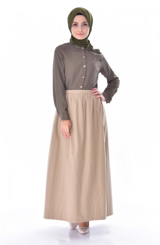 Elastic Waist Skirt 1444-01 Camel 1444-01