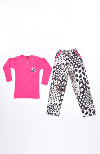 Embroidered Pajamas Suit 0520-03 Fuchsia 0520-03