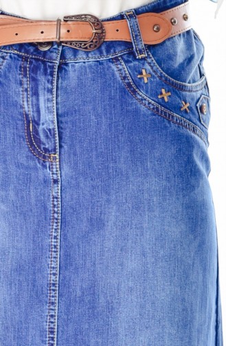 Belted Jeans Skirt 3364-01   Blue Jeans 3364-01