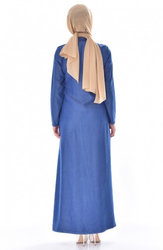 Gospel Zippered Jeans Abaya 9236-01 Jeans Blue 9236-01