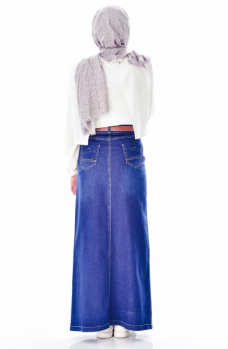Embroidered Jeans Skirt 3579-01 Navy Blue 3579-01