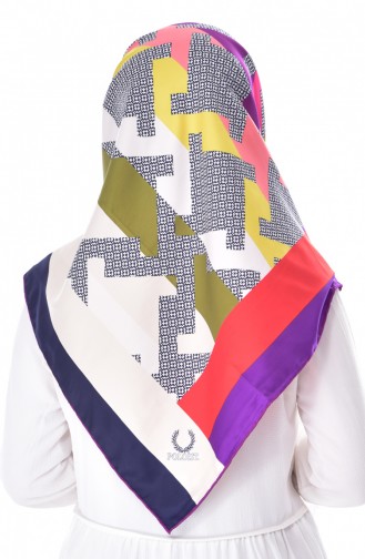 Echarpe a Motifs 2020-22 Pourpre Bleu Marine 22