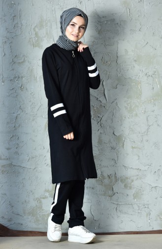 Zippered Tracksuit 18050-01 Black White 18050-01